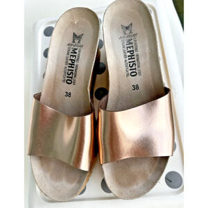 Mephisto France Women's Lisane Slide Sandal Wedge Heel rose gold EU-38 US -8